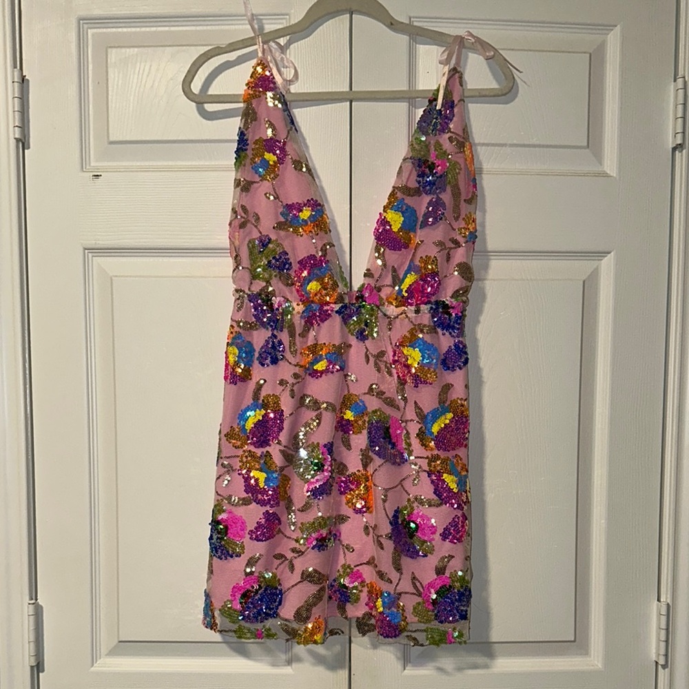 Colorful Sequin Floral Dress